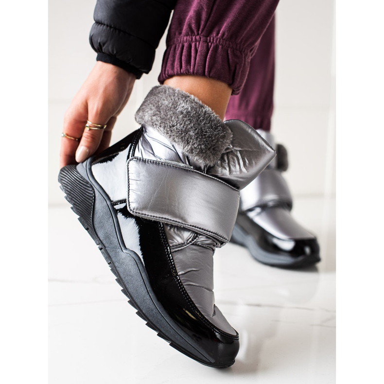 S. BARSKI Schneestiefel mit Fell von S.BARSKI schwarz silber- 1