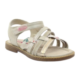 American Club Amerikanische Sandalen Mädchen für Klettverschluss 15079 Beige/Gold 1