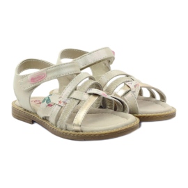 American Club Amerikanische Sandalen Mädchen für Klettverschluss 15079 Beige/Gold 4