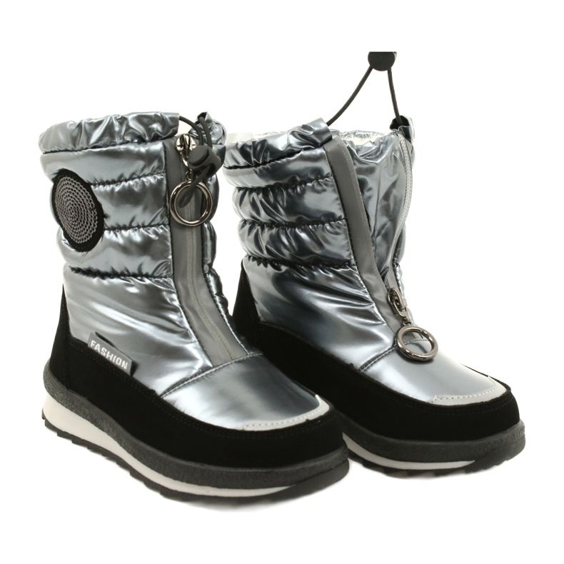 Evento Schneestiefel Kniehohe Stiefel für Kinder Miss❤E 21DZ23-4324 Grau schwarz silber- 7