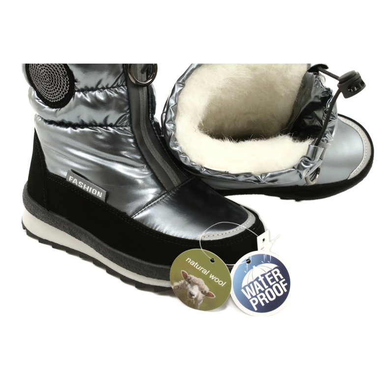 Evento Schneestiefel Kniehohe Stiefel für Kinder Miss❤E 21DZ23-4324 Grau schwarz silber- 8