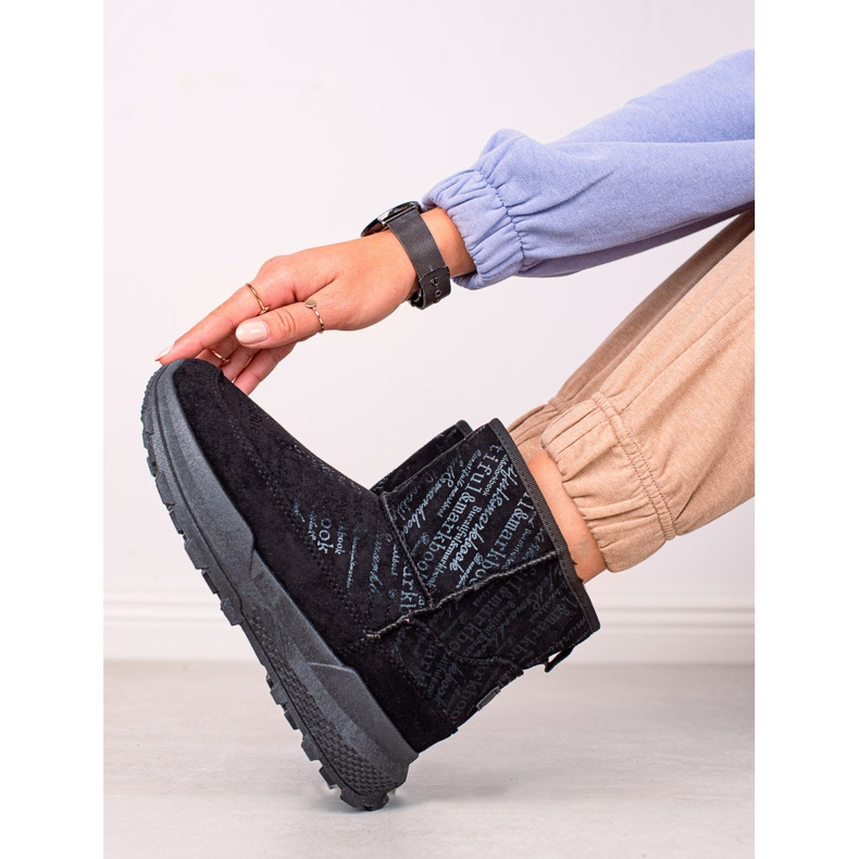 TRENDI Warmes Mukluki auf der Plattform schwarz 1