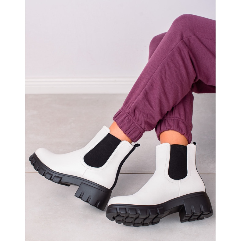 Goodin Chelsea-Boots auf der Plattform weiß 1