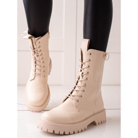 TRENDI Klassische beige Kampfstiefel 2