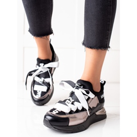 Sneakers mit VINCEZA-Band gebunden schwarz golden 1