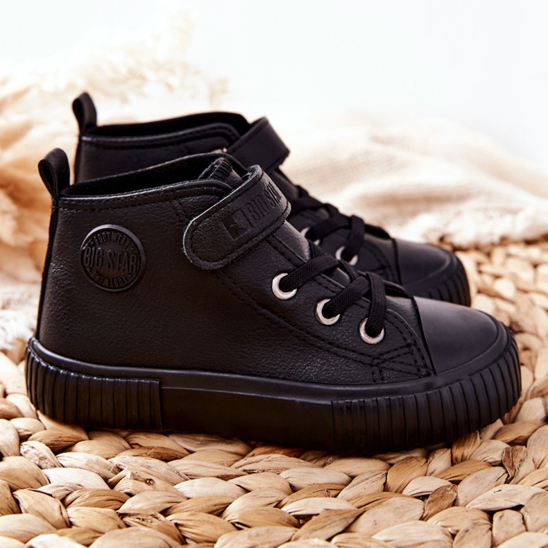Hohe Sneakers für Kinder mit Klettverschluss Big Star II374016 Schwarz 2