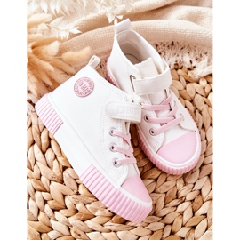 Hohe Sneakers für Kinder mit Klettverschluss Big Star II374014 Weiß rosa 7