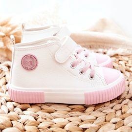 Hohe Sneakers für Kinder mit Klettverschluss Big Star II374014 Weiß rosa 5