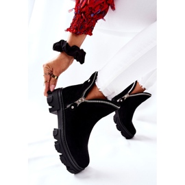 FI1 Schwarze Rhythm-Suede-Booties für Damen mit Ausschnitten 2