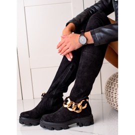 Seastar Hohe Wildlederstiefel mit Ornament schwarz 1