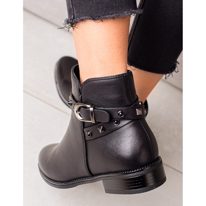 Goodin Schwarze Stiefeletten mit Strasssteinen 2