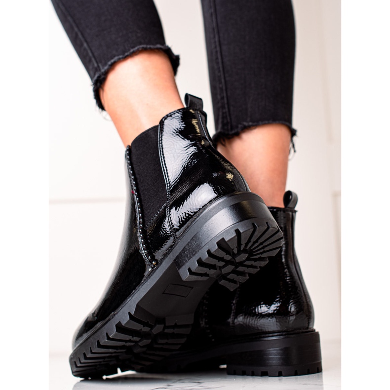 Erynn Lackierte schwarze Chelsea-Stiefel 1