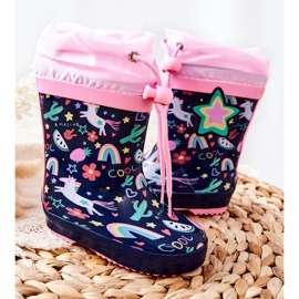 Kinder-Gummigaloschen Navy Blue Unicorn Aleman marineblau rosa 2