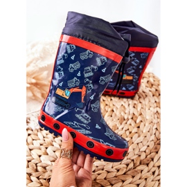Gummistiefel für Kinder Pertris Bagger navy blau 1