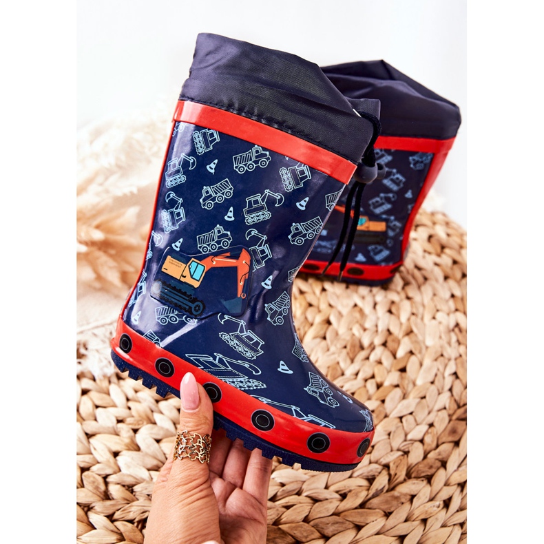 Gummistiefel für Kinder Pertris Bagger navy blau 1