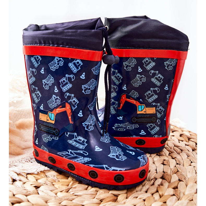 Gummistiefel für Kinder Pertris Bagger navy blau 2