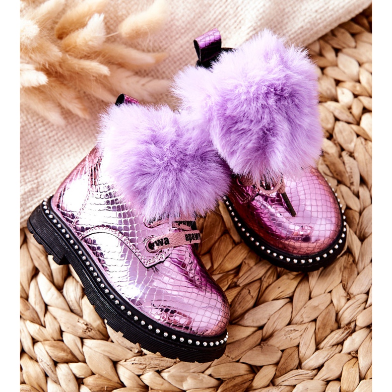 PA1 Warme Kinderstiefel mit Fell Violet Rosea lila 1