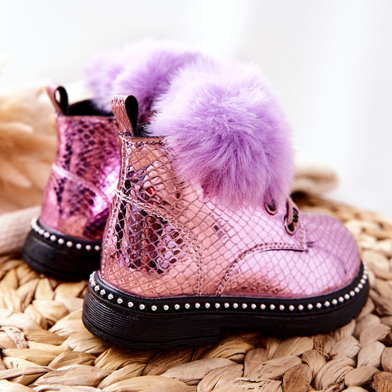 PA1 Warme Kinderstiefel mit Fell Violet Rosea violett 2