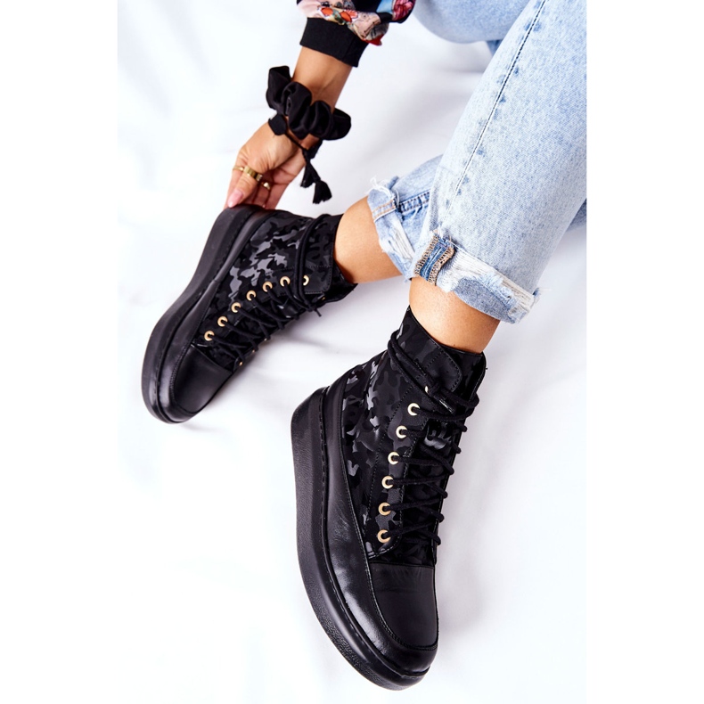 Lewski Shoes Sport Lederschuhe Lewski 3034 Schwarz Camo 1