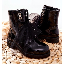 S.Barski Kinder Schwarz Warm Lackierte Stiefel Semissa 2