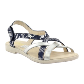 Ledersandale gewebt Escott 1389 marineblau silber 1