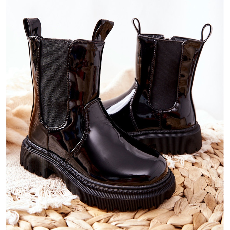 FR1 Kinderstiefel Warm Lackiert Schwarz Aletris 2