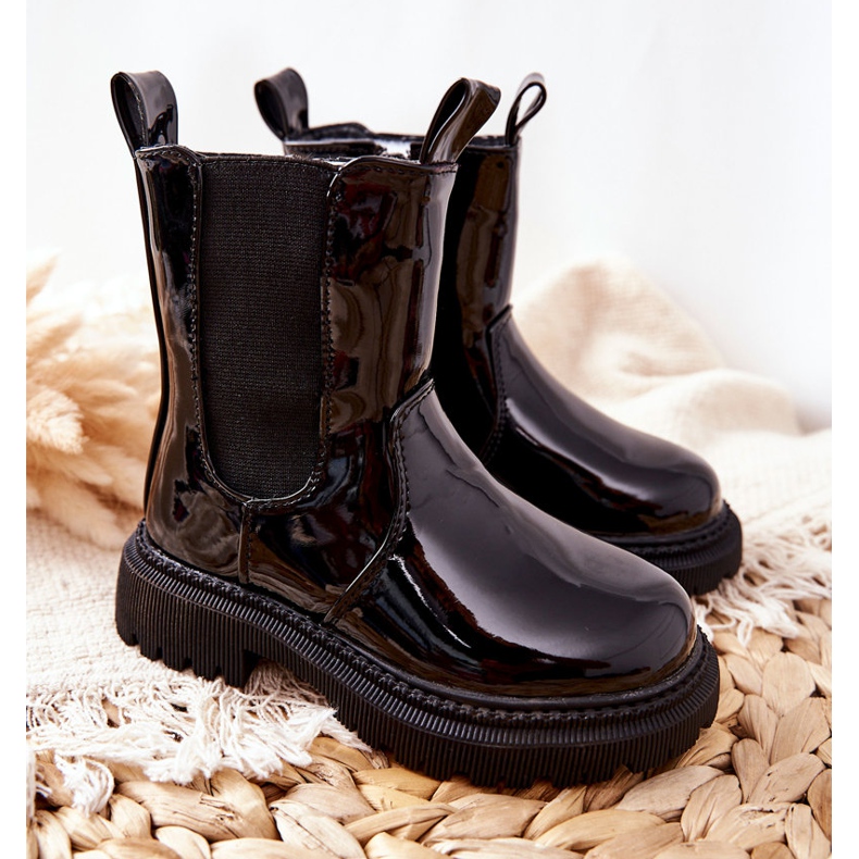 FR1 Kinderstiefel Warm Lackiert Schwarz Aletris 1