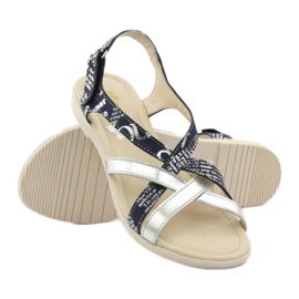 Ledersandale gewebt Escott 1389 marineblau silber 3