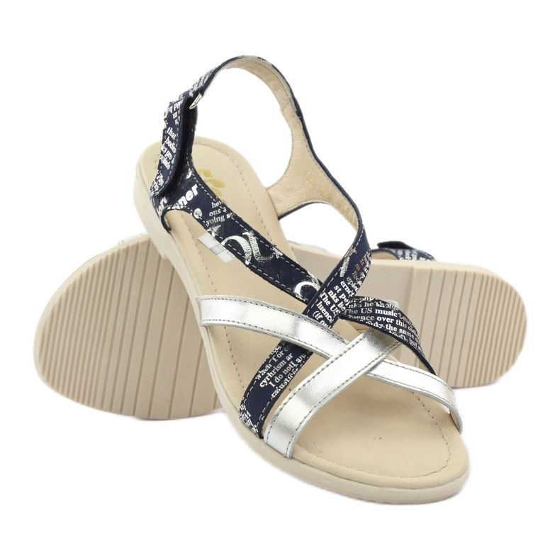 Ledersandale gewebt Escott 1389 marineblau silber 3