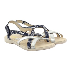Ledersandale gewebt Escott 1389 marineblau silber 4