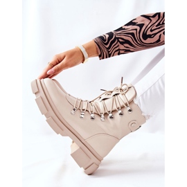 FI1 Damen Warme Stiefel Trappers Beige Perfect 2