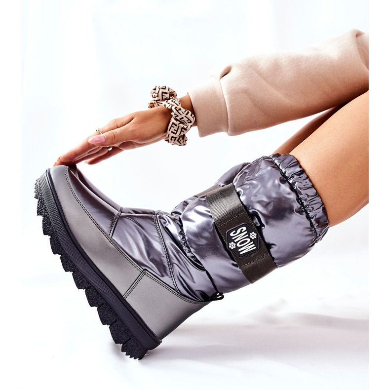 S.Barski Hohe Warme Schneestiefel für Damen Grau Eunousa silber- 2