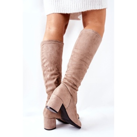 Vinceza Damenstiefel mit hohem Absatz Wildleder Beige Newferry 1