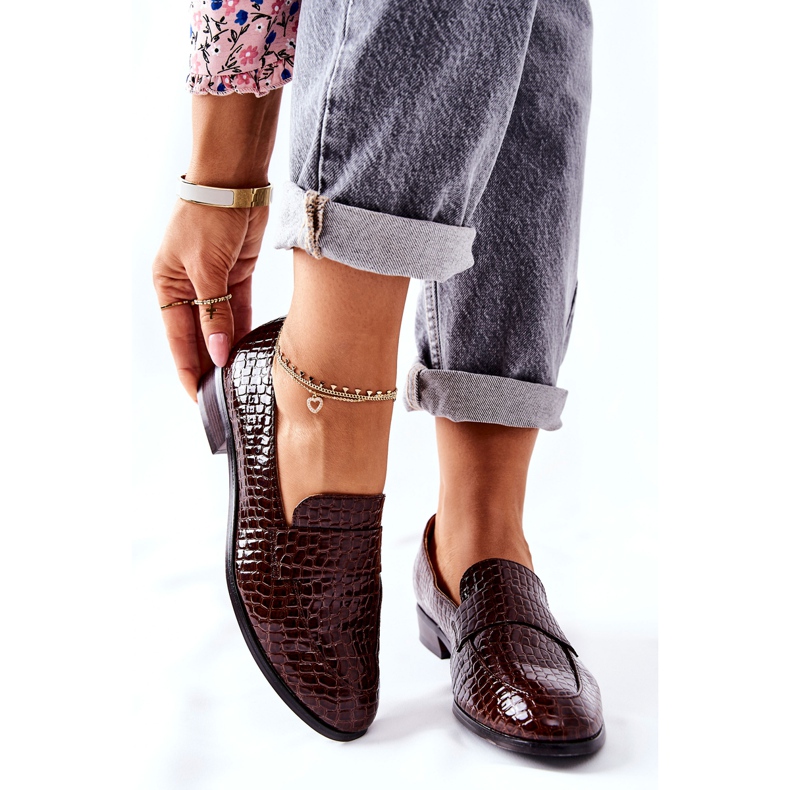 Vinceza Lackierte Schuhe mit Tiermuster aus braunem Leinen 1