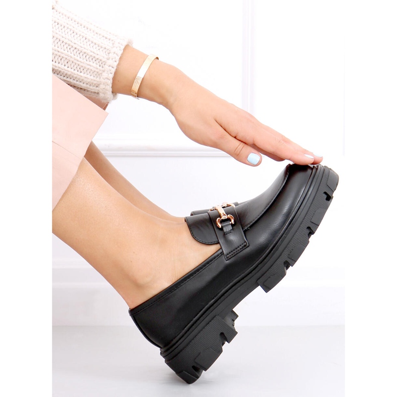 Schwarz YY11 Schwarze Loafer mit dicker Sohle 2