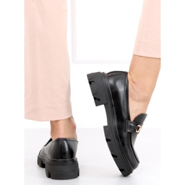 Schwarz YY11 Schwarze Loafer mit dicker Sohle 1