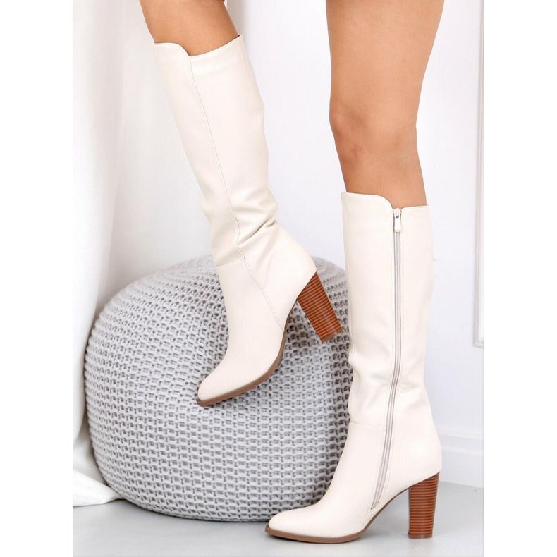 Stiefel mit hohem Absatz, cremefarben UK03P Beige 1