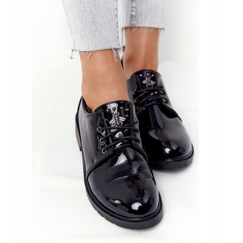 S.Barski Damen Oxfords Lacquered Lacquered Schuhe S. Barski Black schwarz 2