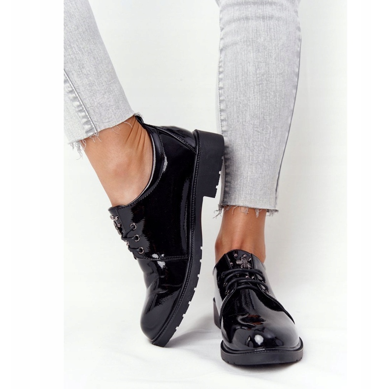 S.Barski Damen Oxfords Lacquered Lacquered Schuhe S. Barski Black schwarz 3