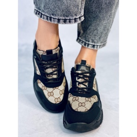 Isla Schwarze Turnschuhe beige 1