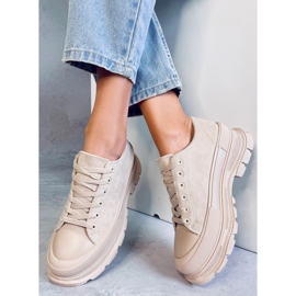 Lily Beige Sneakers mit hohen Sohlen 1