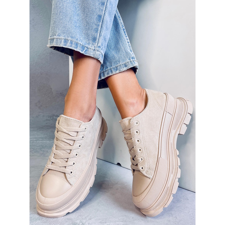 Lily Beige Sneakers mit hohen Sohlen 1