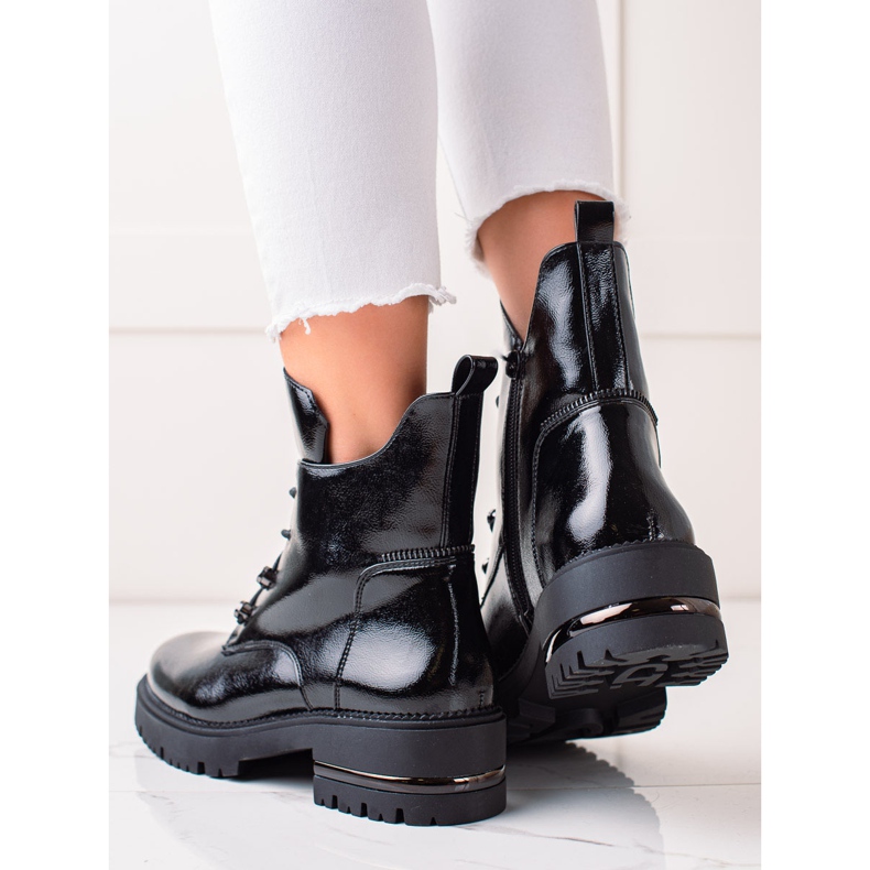 Modische Schnür-Worker von Sergio Leone schwarz 2