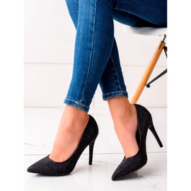 TRENDI Schwarze High Heels mit Kristallen 1