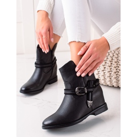 TRENDI Stylische Keilstiefel schwarz 1