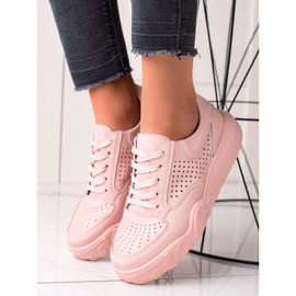 VINCEZA Sneakers aus durchbrochenem Leder rosa 1