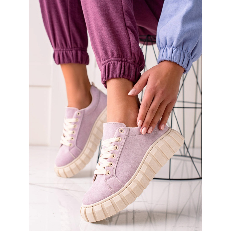 Sweet Shoes Wildleder-Sneaker auf der Plattform violett 2