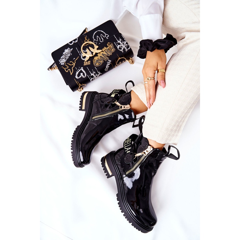 PM1 Klassische Lackstiefel mit schwarzem Lorie-Streifen 2