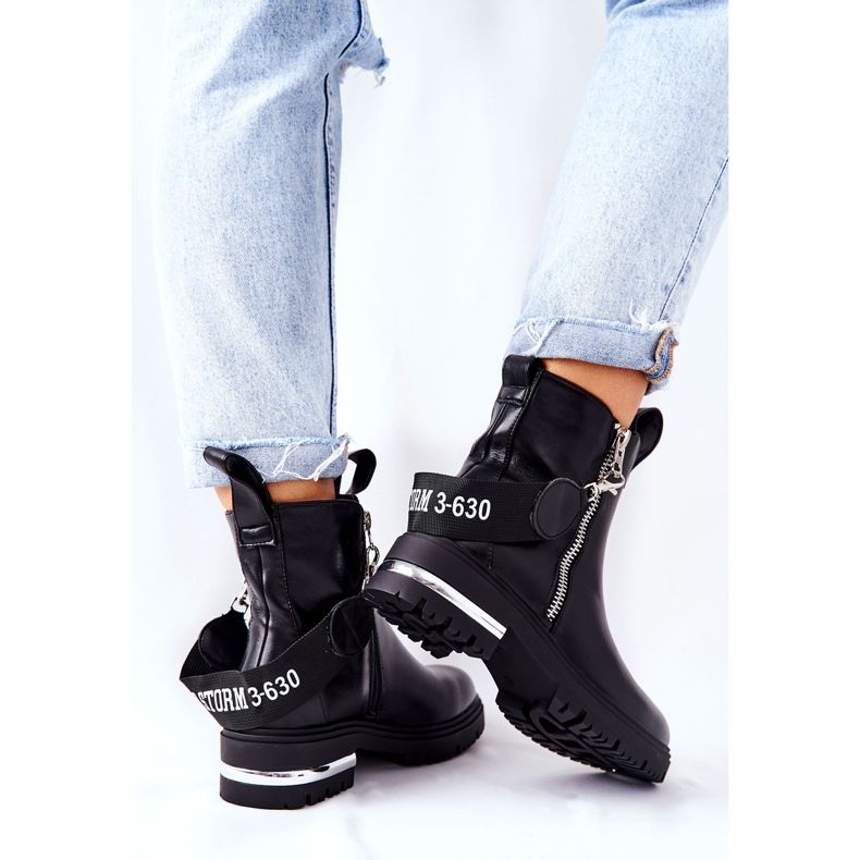 PS1 Schwarze Cortona warme Lederstiefel mit Reißverschluss 2