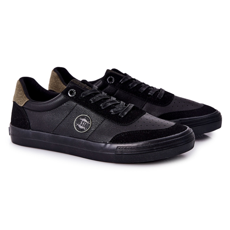Herren Leder Sneaker Big Star II174008 Schwarz-Grün 1